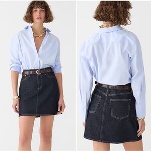 J. Crew Denim Mini Skirt Dark Wash Style:BT791 Fall 23' NEW Preppy Contemporary